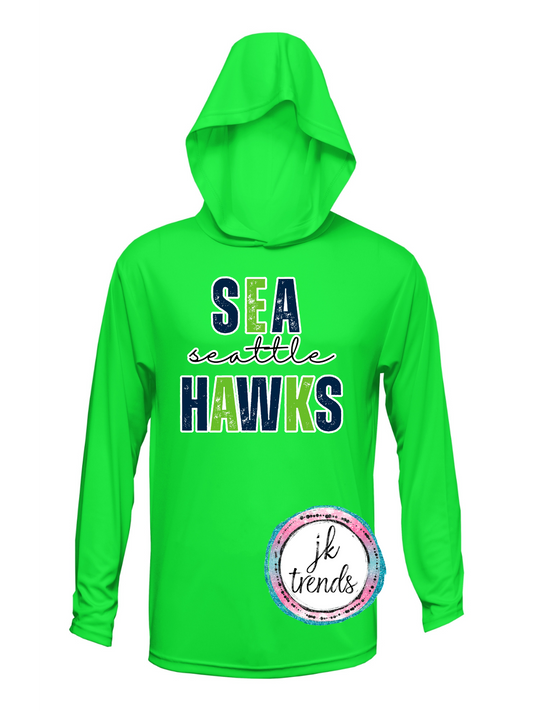Seahawks Football Stacked Drifit Long Sleeve Hooded