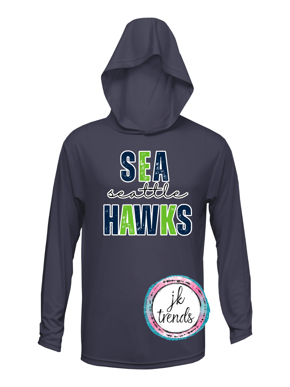 Seahawks Football Stacked Drifit Long Sleeve Hooded