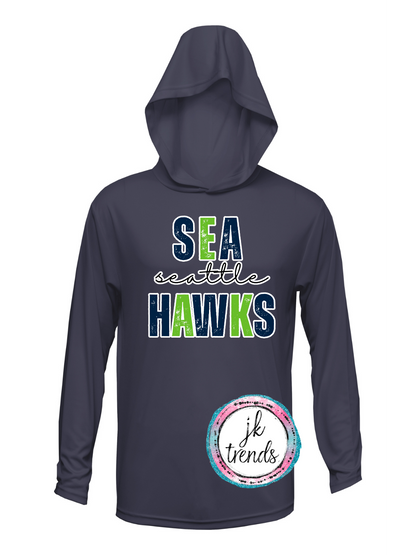Seahawks Football Stacked Drifit Long Sleeve Hooded