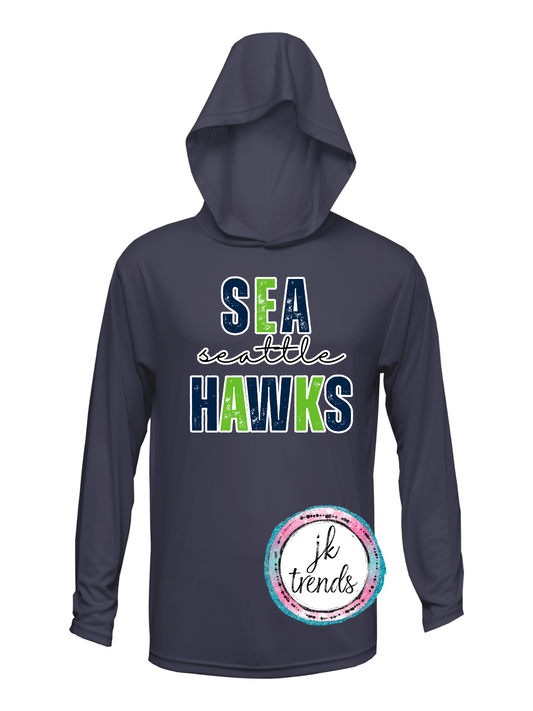 Seahawks Football Stacked Drifit Long Sleeve Hooded