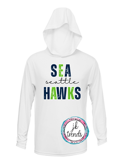 Seahawks Football Stacked Drifit Long Sleeve Hooded