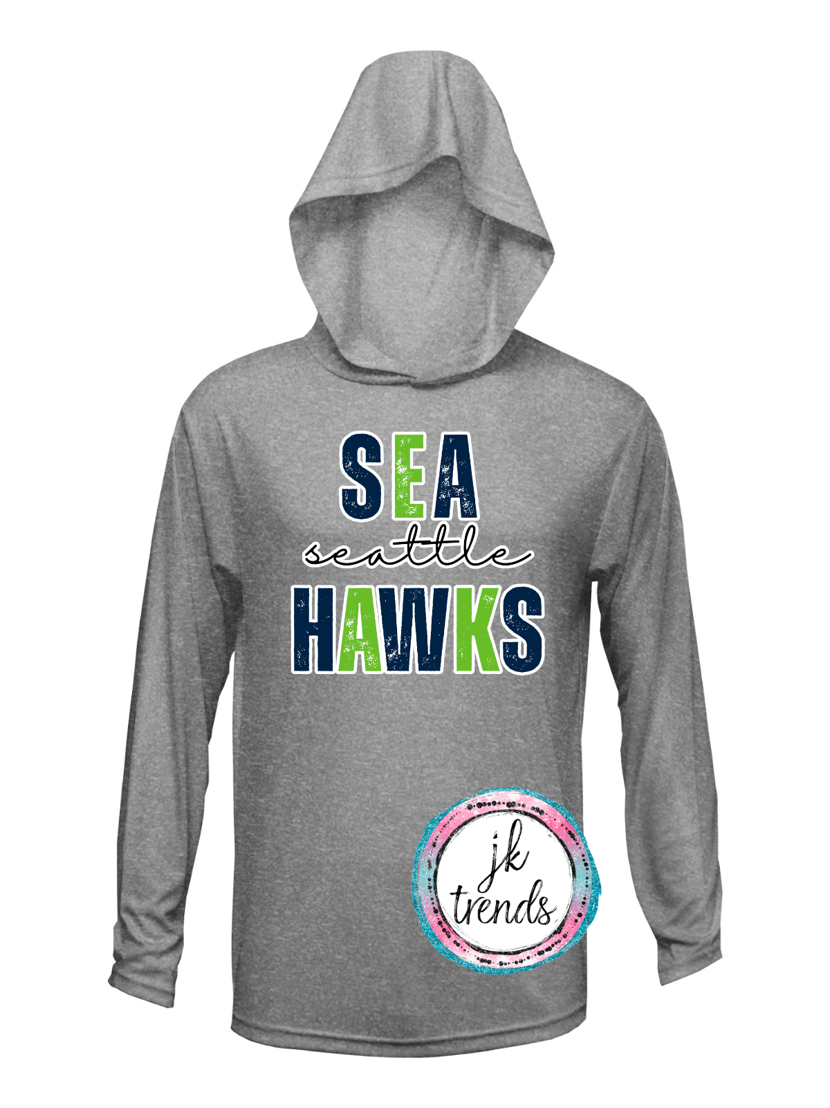 Seahawks Football Stacked Drifit Long Sleeve Hooded