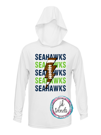 Seahawks Football Lightening Bolt  Drifit Long Sleeve Hooded