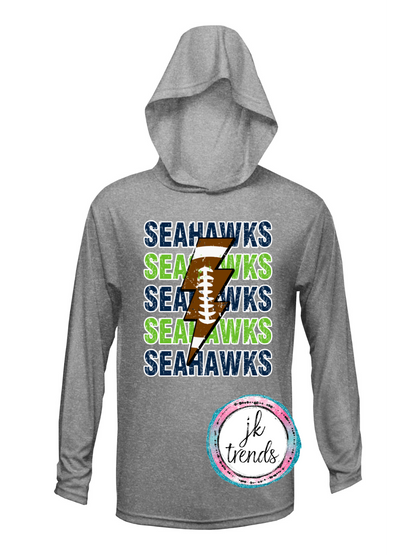 Seahawks Football Lightening Bolt  Drifit Long Sleeve Hooded