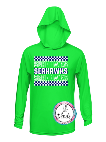 Seahawks Football Checker Drifit Short / Long Sleeve Hooded