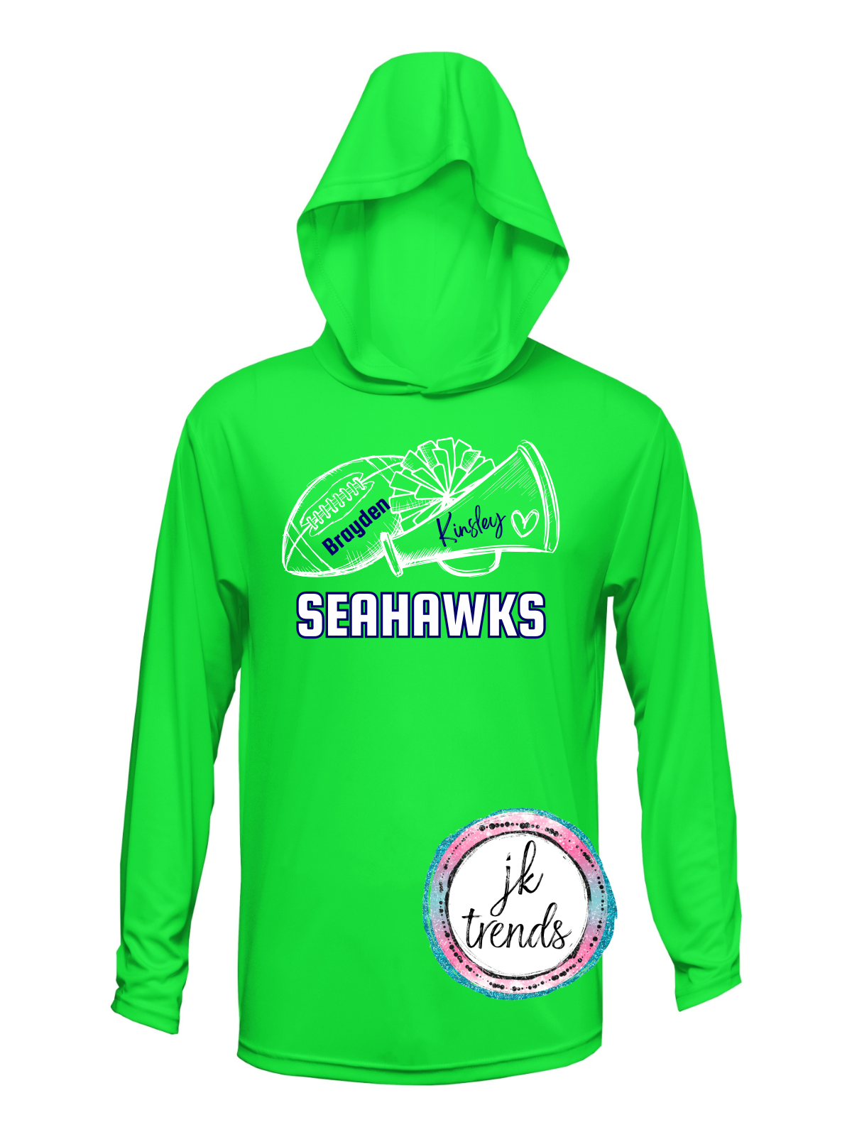 Seahawks Football & Cheer Drifit Short / Long Sleeve Hooded