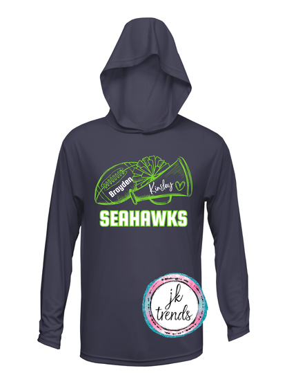 Seahawks Football & Cheer Drifit Short / Long Sleeve Hooded