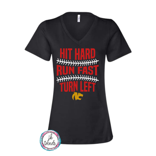 Hit Hard Run Fast Turn Ladies Bella Canvas Relaxed