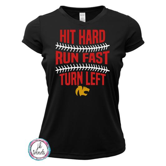 Hit Hard Run Fast Turn Ladies Drifit Short Sleeve