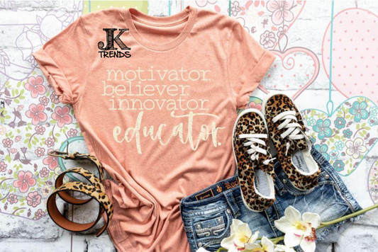 Motivator. Believer. Innovator. Educator. (white)