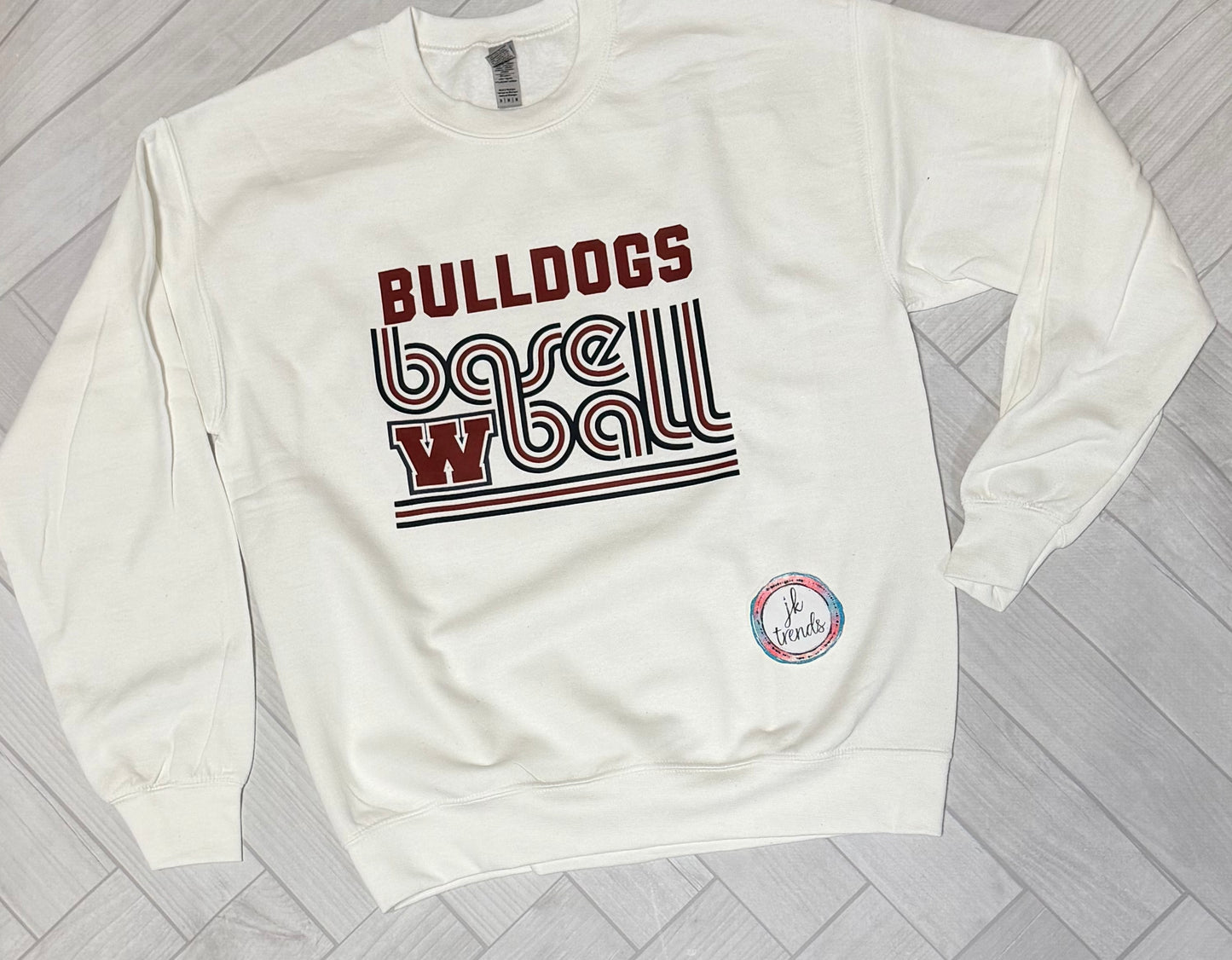 Bulldogs Baseball Lined Crewneck Sweatshirt Customizable