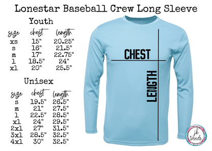 Texas Lonestar Baseball Script Drifit Long Sleeve Crew