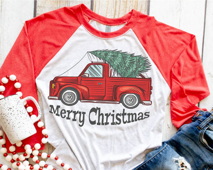 Merry Christmas (red truck) (short sleeve)