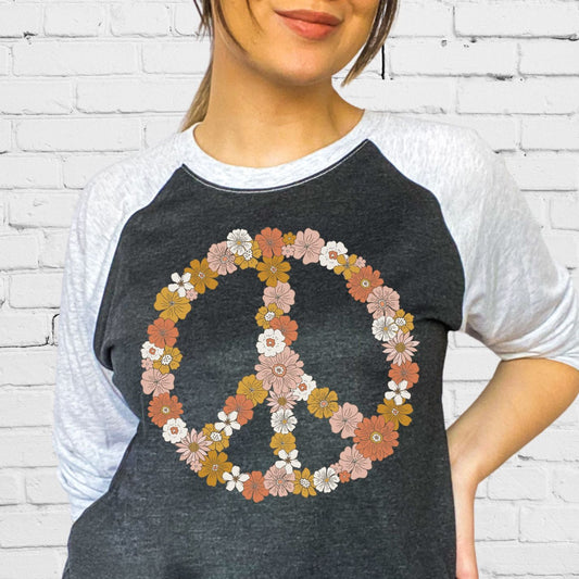 Peace Sign With Flowers (short sleeve)
