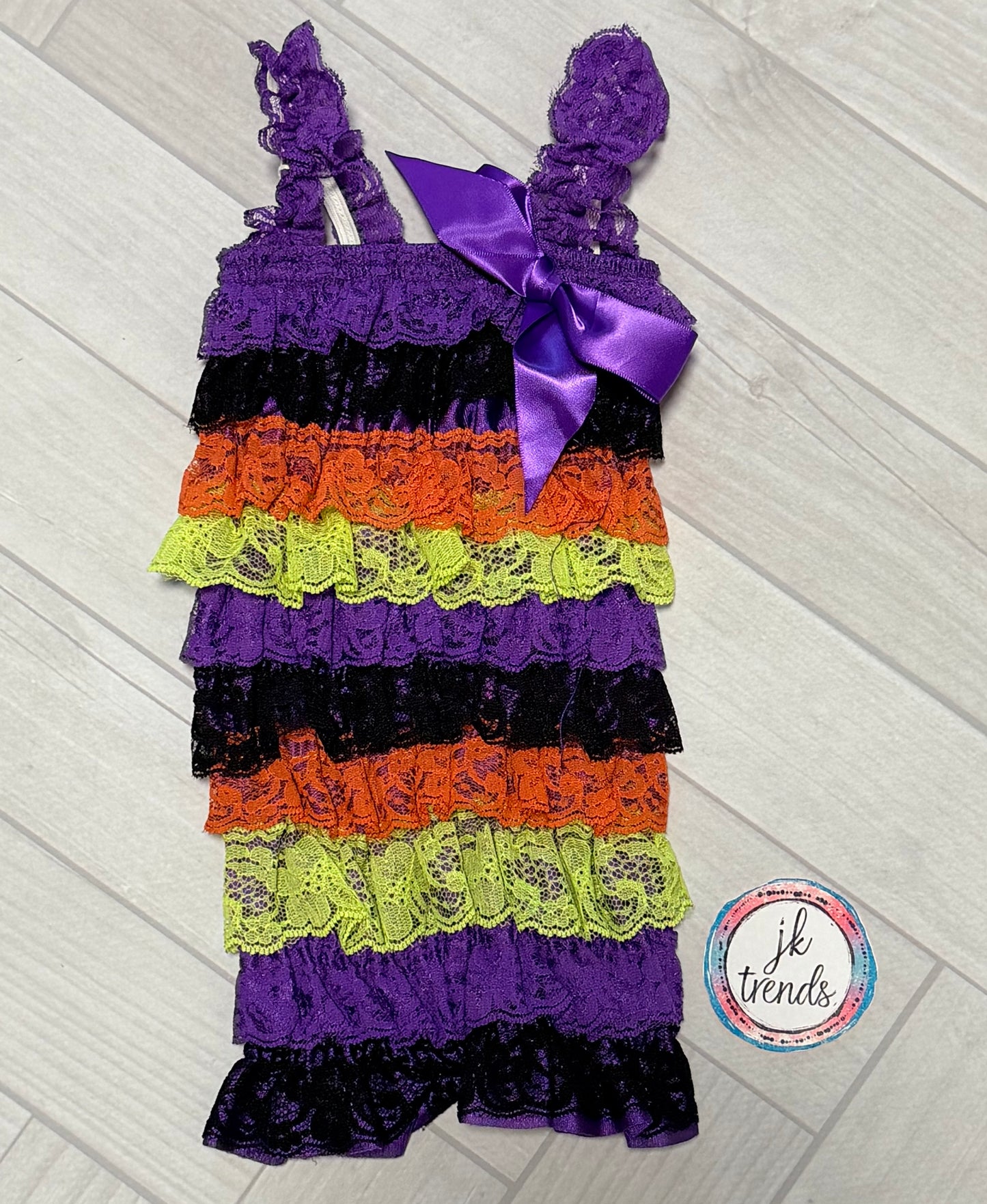 Orange, Yellow, Purple Lace Petti Romper