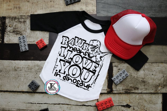 Rawr Means I Love You In Dinosaur (short sleeve) YOUTH