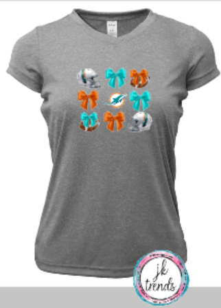Dolphins Football Coquette Bow Drifit Short Sleeve