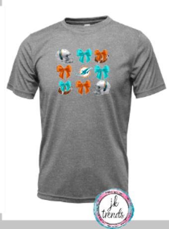 Dolphins Football Coquette Bow Drifit Short Sleeve