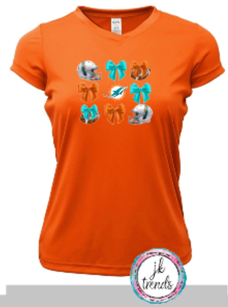Dolphins Football Coquette Bow Drifit Short Sleeve