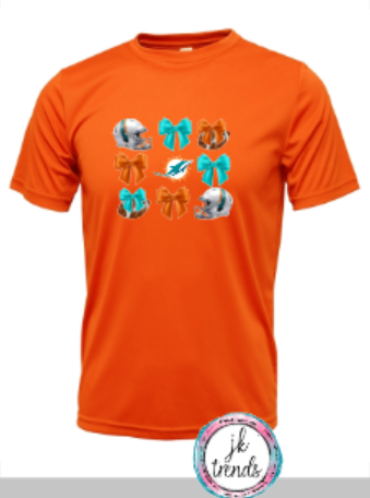 Dolphins Football Coquette Bow Drifit Short Sleeve