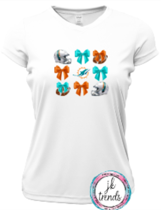 Dolphins Football Coquette Bow Drifit Short Sleeve