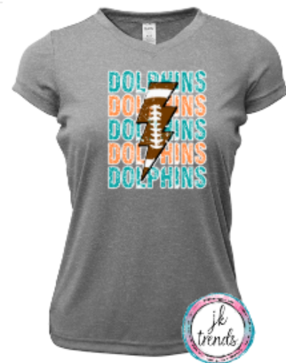 Dolphins Football Lightening Bolt Drifit Short Sleeve