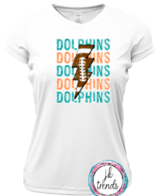 Dolphins Football Lightening Bolt Drifit Short Sleeve