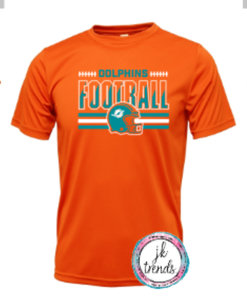 Dolphins Football Helmet Drifit Short Sleeve