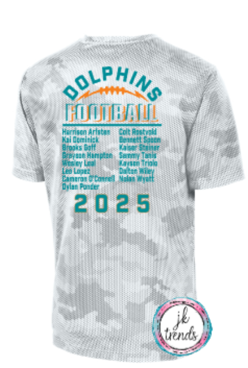 Dolphins Football Team Roster Drifit Short Sleeve