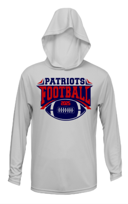 Patriots Varsity 2025 Football Team Roster Drifit Long Sleeve Hooded