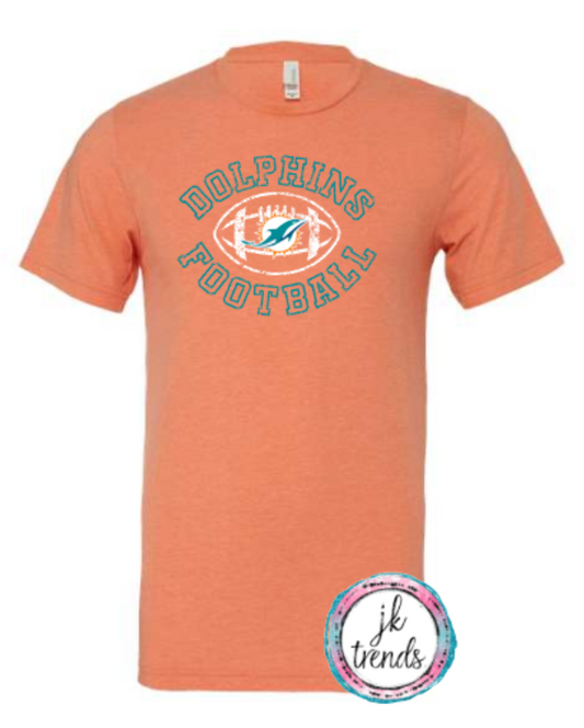 Dolphins Football Bella Canvas Cotton Short Sleeve