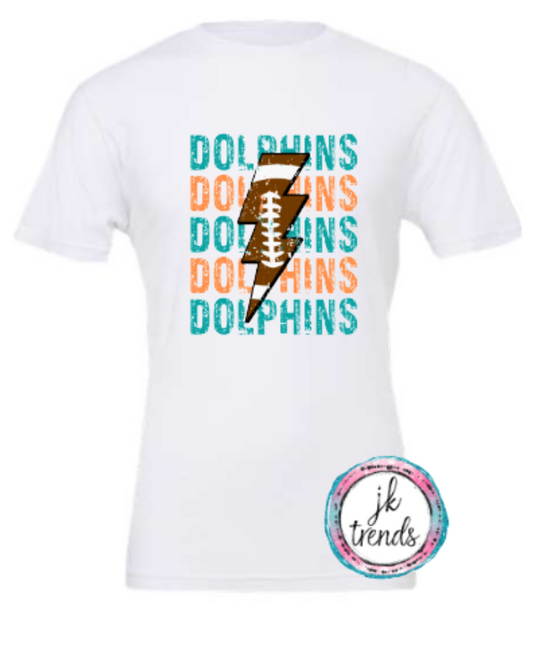 Dolphins Football Lighting Bold Bella Canvas Cotton Short Sleeve