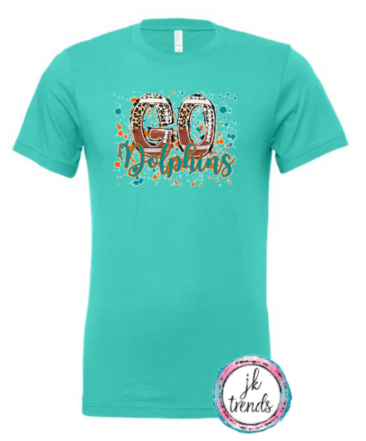 Dolphins Go Leopard Bella Canvas Cotton Short Sleeve