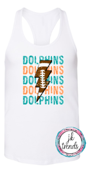 Dolphins Football Lightening Bolt Tank