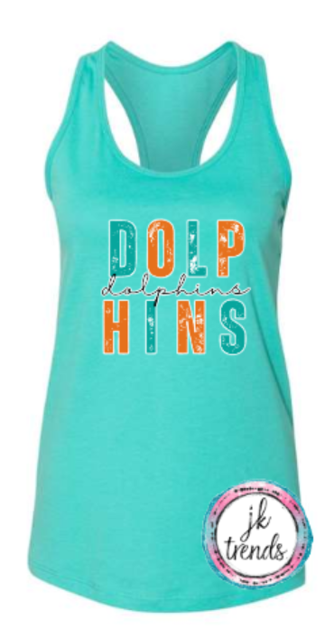 Dolphins Football Stacked Tank