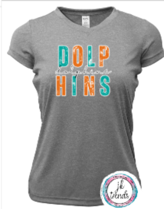 Dolphins Football Stacked Bella Canvas Cotton Short Sleeve