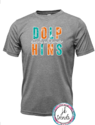 Dolphins Football Stacked Bella Canvas Cotton Short Sleeve