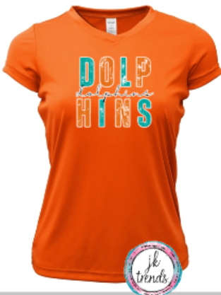 Dolphins Football Stacked Bella Canvas Cotton Short Sleeve
