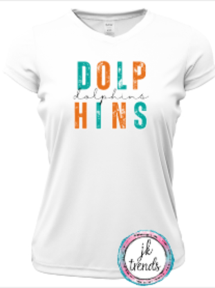 Dolphins Football Stacked Bella Canvas Cotton Short Sleeve
