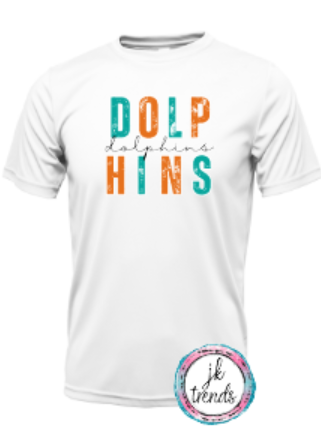 Dolphins Football Stacked Bella Canvas Cotton Short Sleeve