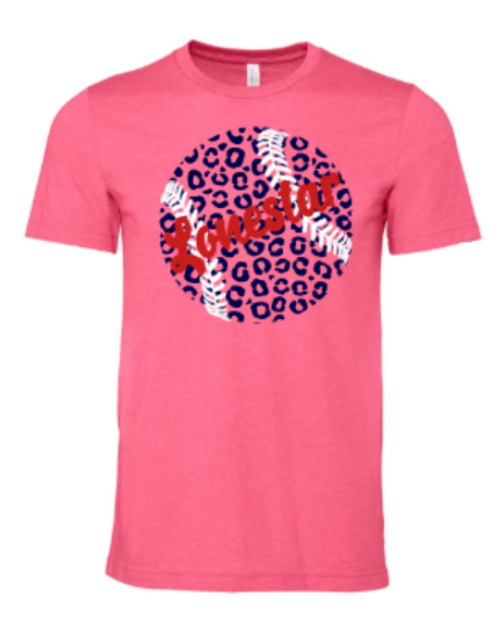 Texas Lonestar Leopard Baseball Ladies V-Neck Short Sleeve Drifit / Cotton