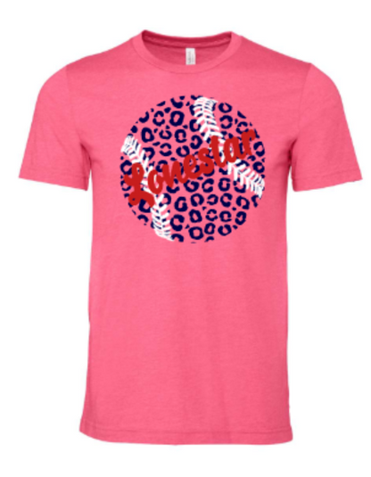 Texas Lonestar Leopard Baseball Ladies V-Neck Short Sleeve Drifit / Cotton