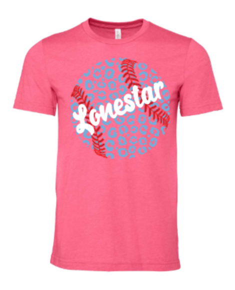 Texas Lonestar Leopard Baseball Ladies V-Neck Short Sleeve Drifit / Cotton