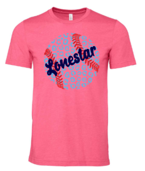 Texas Lonestar Leopard Baseball Ladies V-Neck Short Sleeve Drifit / Cotton