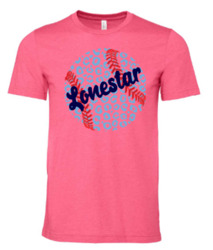 Texas Lonestar Leopard Baseball Ladies V-Neck Short Sleeve Drifit / Cotton