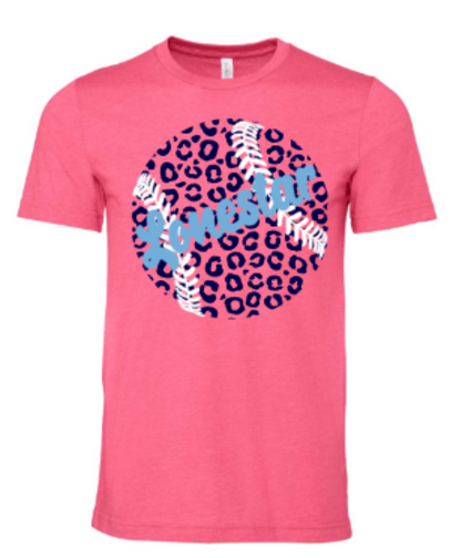 Texas Lonestar Leopard Baseball Ladies V-Neck Short Sleeve Drifit / Cotton