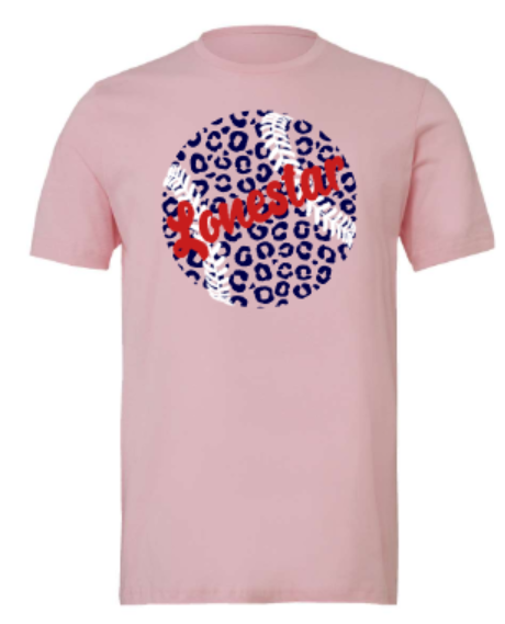 Texas Lonestar Leopard Baseball Ladies V-Neck Short Sleeve Drifit / Cotton