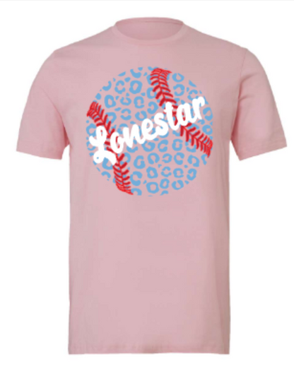 Texas Lonestar Leopard Baseball Ladies V-Neck Short Sleeve Drifit / Cotton