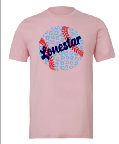 Texas Lonestar Leopard Baseball Ladies V-Neck Short Sleeve Drifit / Cotton