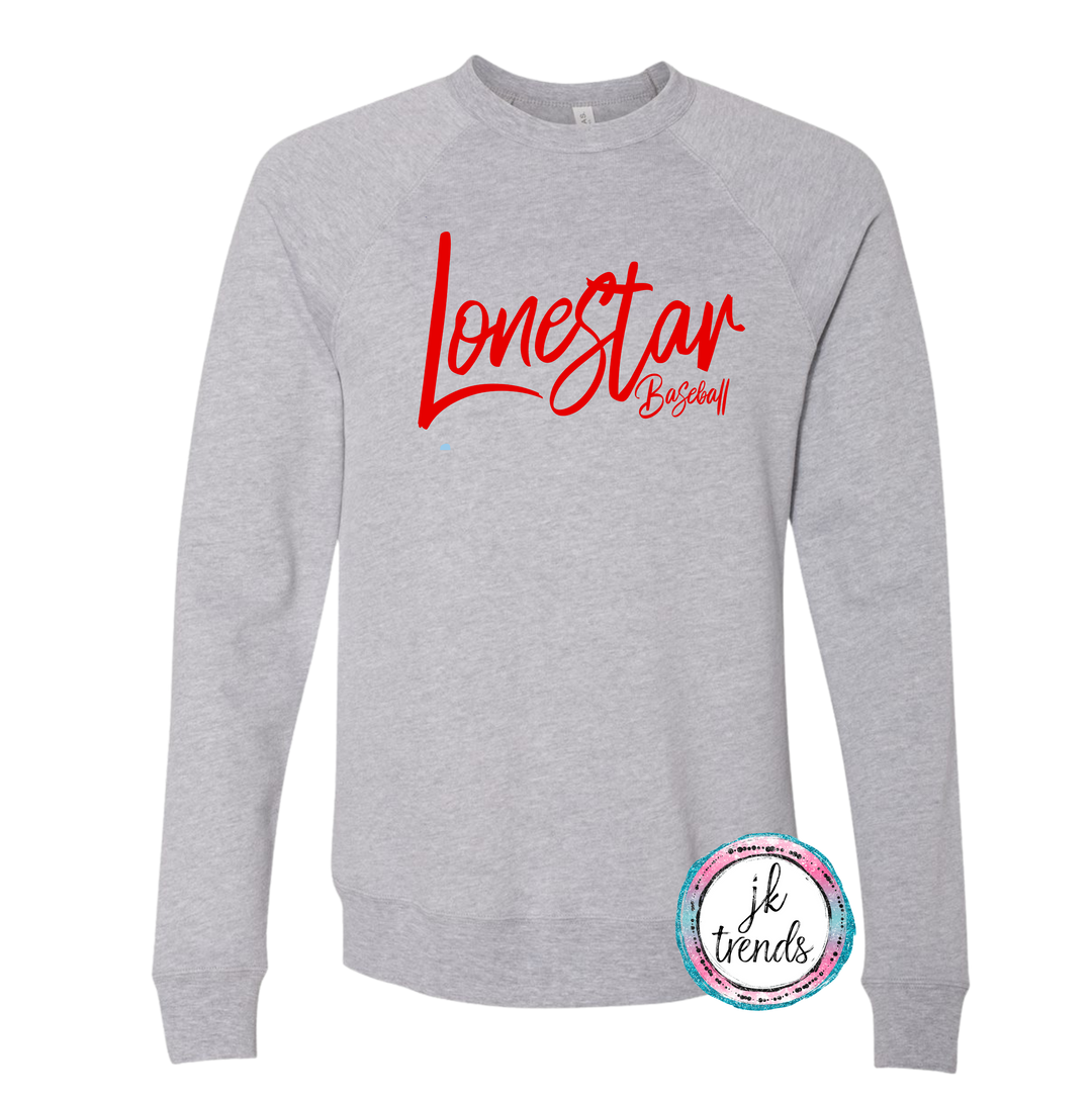 Lonestar Baseball Script Puff Toddler/Youth/Adult Bella Canvas Sweatshirt